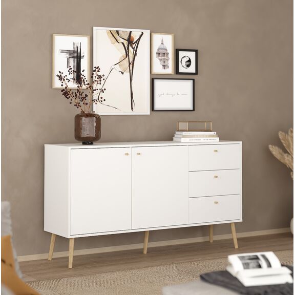Bodo Μπουφές με 2 Πόρτες και 3 Συρτάρια 147x39x81,7εκ. Λευκό