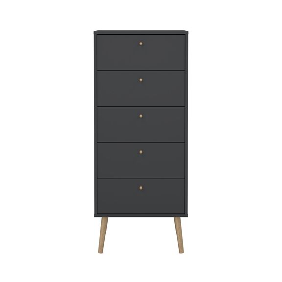 Bodo Συρταριέρα Ψηλή με 5 Συρτάρια  50x39x120εκ Γκρι