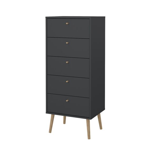 Bodo Συρταριέρα Ψηλή με 5 Συρτάρια  50x39x120εκ Γκρι
