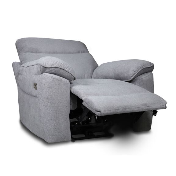 Boston Πολυθρόνα Relax με Ηλεκτρική Ανάκλιση 101x100x102εκ. Γκρι Ανοιχτό Ύφασμα