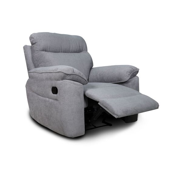 Boston Πολυθρόνα Relax με Χειροκίνητη Ανάκλιση 101x100x102εκ. Γκρι Ανοιχτό Ύφασμα