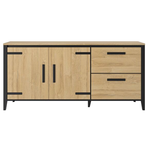 Cork Μπουφές με δύο Πόρτες και δύο Συρτάρια 191x45x90εκ. Golden oak / Μαύρο