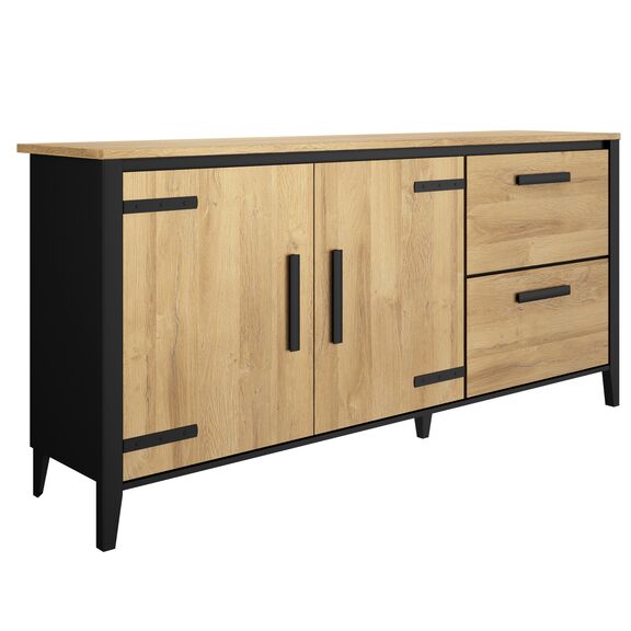 Cork Μπουφές με δύο Πόρτες και δύο Συρτάρια 191x45x90εκ. Golden oak / Μαύρο