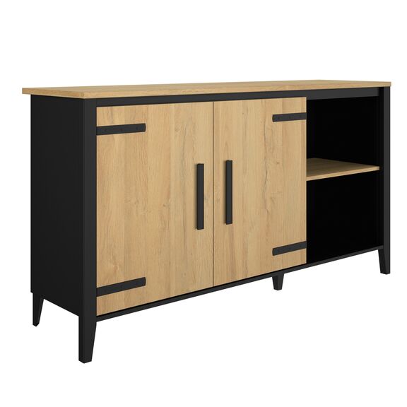 Cork Μπουφές με δύο Πόρτες 165x45x90εκ. Golden oak / Μαύρο