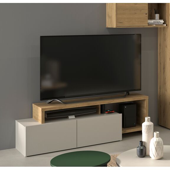 Craft Έπιπλο Τηλεόρασης με 2 Πόρτες 155/136x45/36x50/33εκ. Artisan oak / Grege