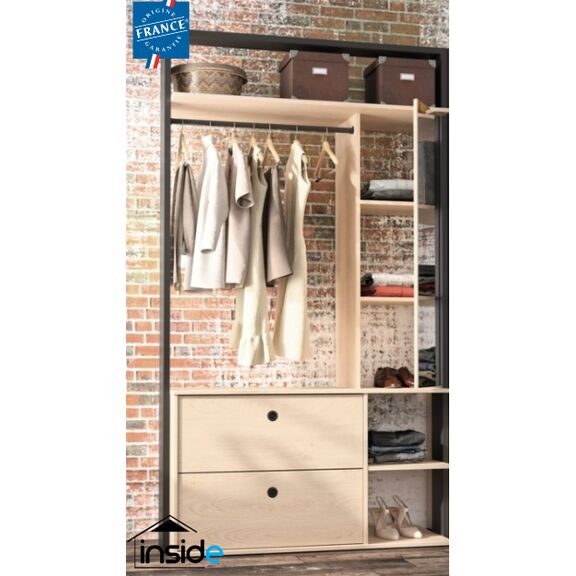 Duplex Ανοιχτή Ντουλάπα 115x45x200εκ. Black/natural Chestnut