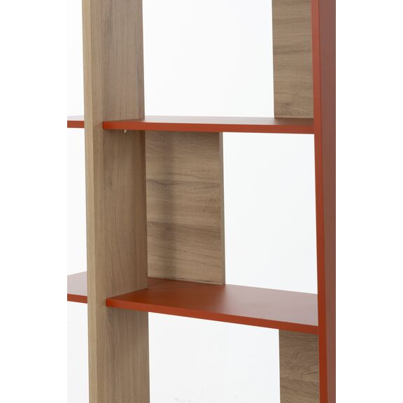 Epura Βιβλιοθήκη 90x36x190εκ. Light oak / Terracotta