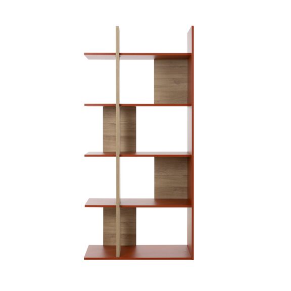 Epura Βιβλιοθήκη 90x36x190εκ. Light oak / Terracotta