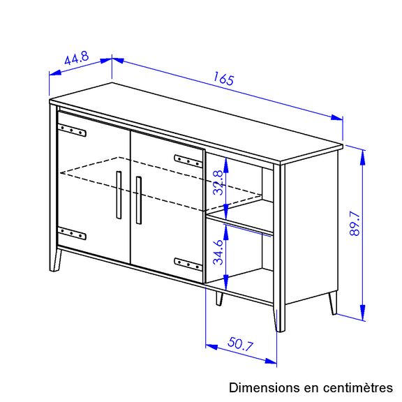 Cork Μπουφές με δύο Πόρτες 165x45x90εκ. Golden oak / Μαύρο
