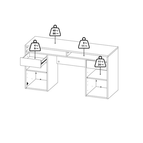 Function Plus Γραφείο με 2 Ντουλάπια και 2 Συρτάρια 149x48x77,4εκ. Jackson Hickory