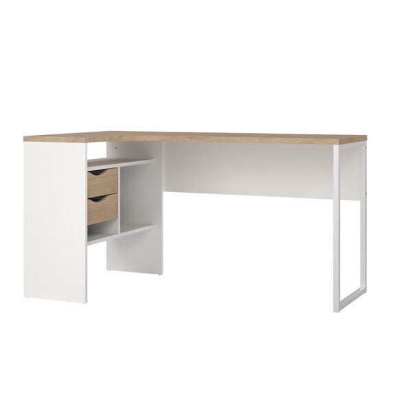 Function Plus Γραφείο Γωνιακό με δύο Συρτάρια 145,1x81x76,8εκ. Λευκό / Jackson Hickory