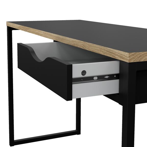 Function Plus Γραφείο με 1 Συρτάρι 110x48,4x76,8εκ. Μαύρο /  Δρυς
