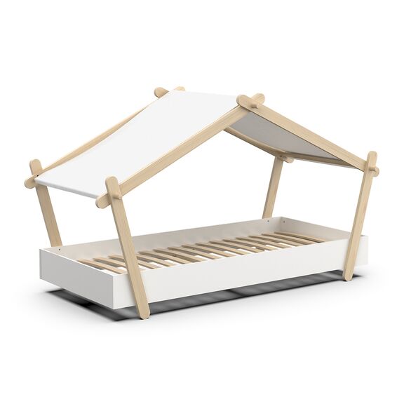 Lodge Κρεβάτι Παιδικό Μονό 223,2x105,5x129,7εκ. ( για Στρώμα 90x200εκ. )  Hamilton oak / White με Τάβλες Στήριξης Στρώματος