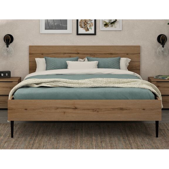 Lucian Κρεβάτι Διπλό 166x206x90εκ. ( για Στρώμα 160x200εκ. ) Helvezia oak