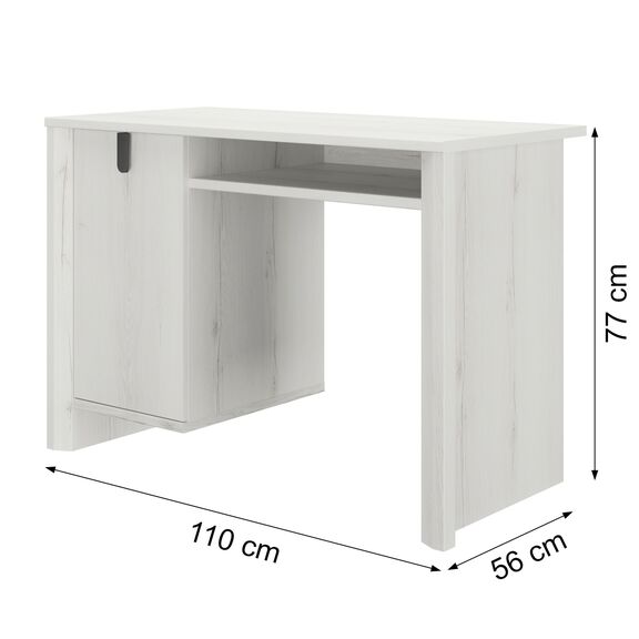 Lugano Γραφείο με 1 Πόρτα 110x56x77εκ. Whitewashed oak