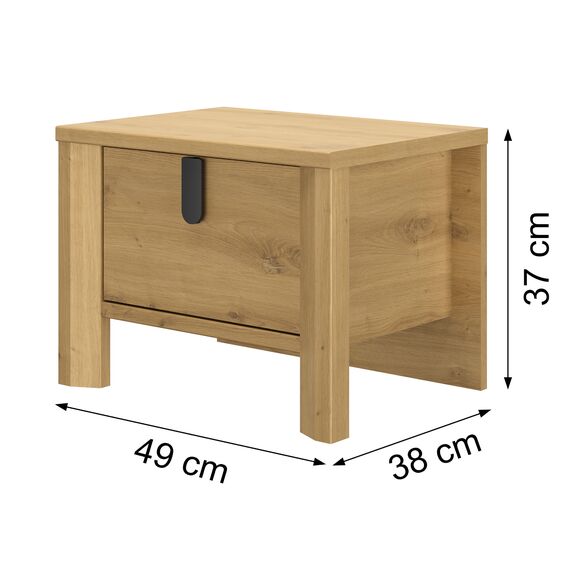 Lugano Κομοδίνο με ένα Συρτάρι 49x38x37εκ. Artisan oak