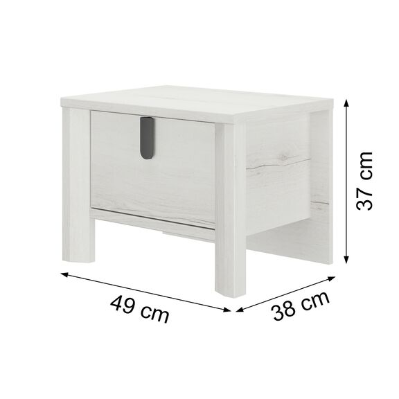 Lugano Κομοδίνο με ένα Συρτάρι 49x38x37εκ. Whitewashed oak