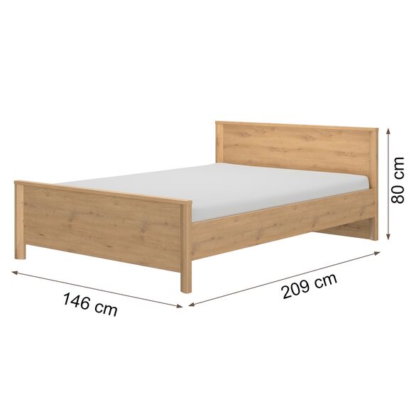 Lugano Κρεβάτι Διπλό 209x146x80εκ. ( για Στρώμα 140x190εκ. ή 140x200εκ. )  Artisan oak