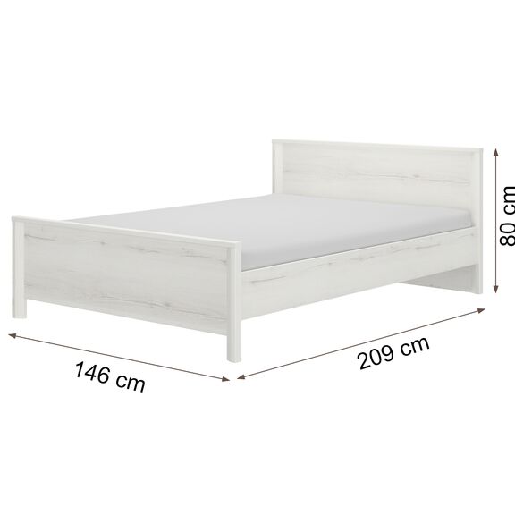 Lugano Κρεβάτι Διπλό 209x146x80εκ. ( για Στρώμα 140x190εκ. ή 140x200εκ. )  Whitewashed oak