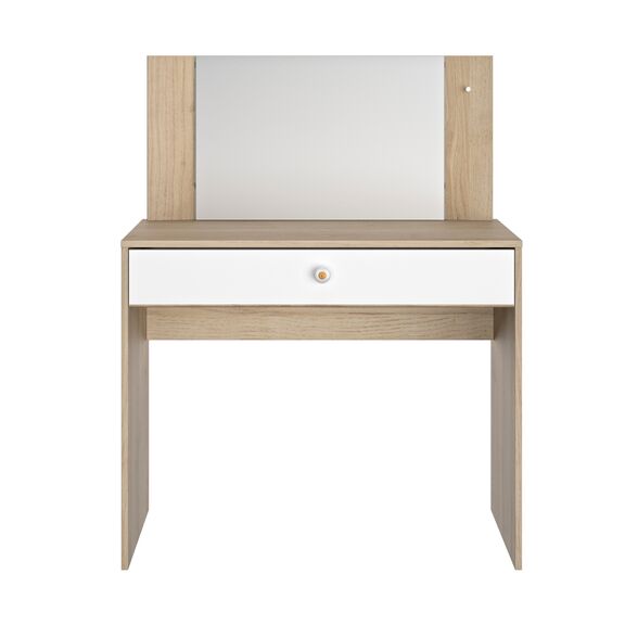 Makeup Μπουντουάρ με ένα Συρτάρι και Καθρέφτη 94x44x121/77εκ. Natural Chestnut / Λευκό