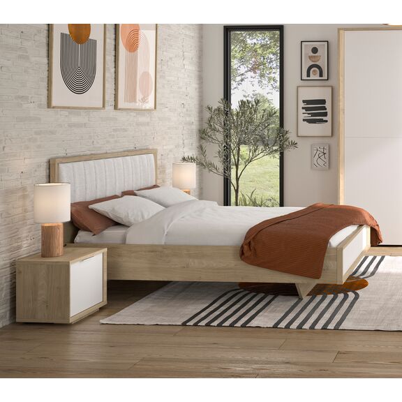 Manae Κρεβάτι Διπλό 187x104x206εκ. ( για Στρώμα 160x200εκ. ) Natural Chestnut / Λευκό
