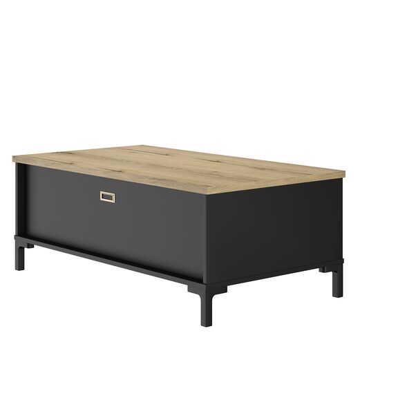 Manchester Τραπεζάκι Σαλονιού με Σερβιτόρο 109x60x36εκ. Helvezia oak / Black