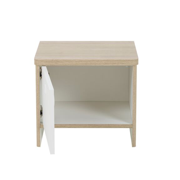 Matis Κομοδίνο με μια Πόρτα 42x36x37εκ. Natural Chestnut / Λευκό