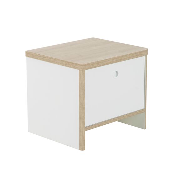 Matis Κομοδίνο με μια Πόρτα 42x36x37εκ. Natural Chestnut / Λευκό