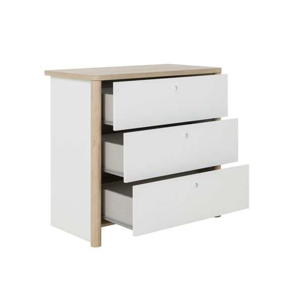 Matis Συρταριέρα με 3 Συρτάρια 84x45x80εκ. Natural Chestnut / Λευκό