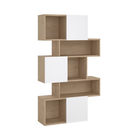 Maze Βιβλιοθήκη με 3 Ντουλάπια 95,5x31,5x166εκ. Jackson Hickory / Λευκό Γυαλιστερό