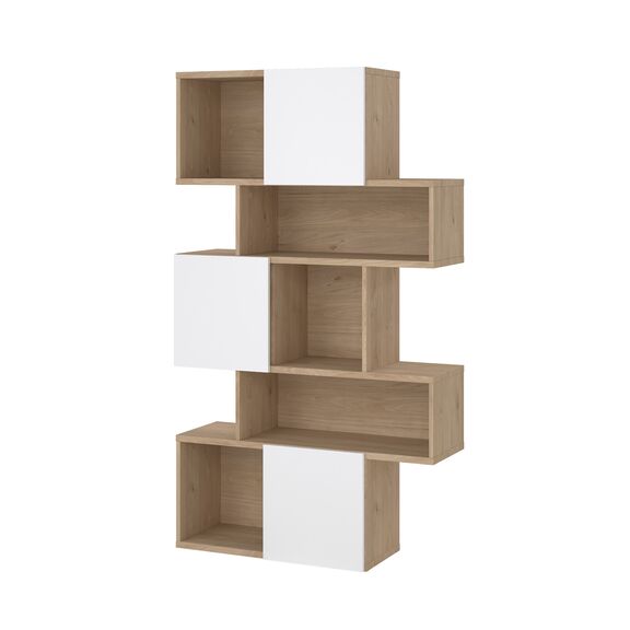Maze Βιβλιοθήκη με 3 Ντουλάπια 95,5x31,5x166εκ. Jackson Hickory / Λευκό Γυαλιστερό