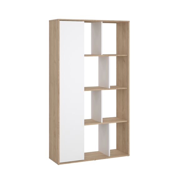 Maze Βιβλιοθήκη με μία Πόρτα  88,7x29,85x157,35εκ.  Jackson Hickory / Λευκό Γυαλιστερό