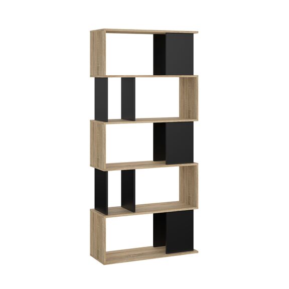 Maze Βιβλιοθήκη  80x29,5x173,5εκ. Δρυς / Μαύρο
