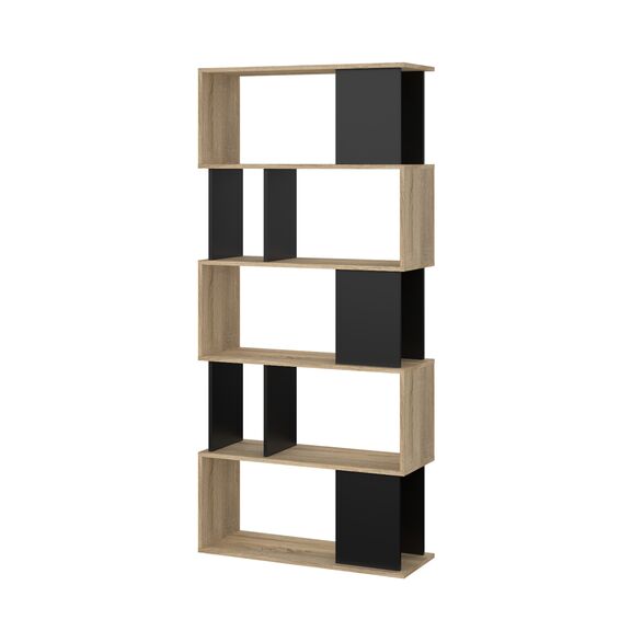 Maze Βιβλιοθήκη  80x29,5x173,5εκ. Δρυς / Μαύρο