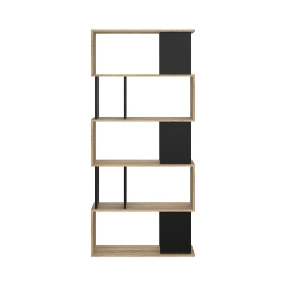 Maze Βιβλιοθήκη  80x29,5x173,5εκ. Δρυς / Μαύρο