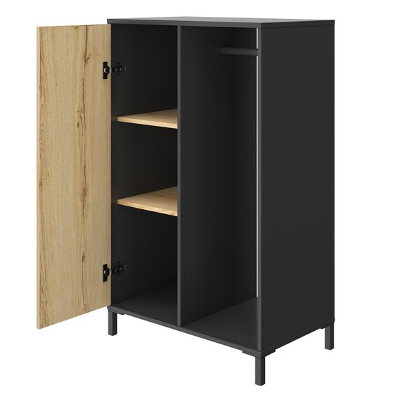 Mimizan Ντουλάπα Χαμηλή 75x45x122εκ. Helvezia Oak/black