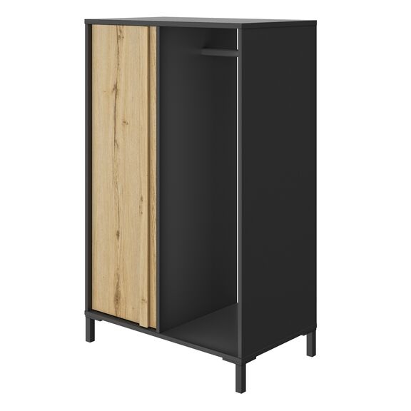 Mimizan Ντουλάπα Χαμηλή 75x45x122εκ. Helvezia Oak/black