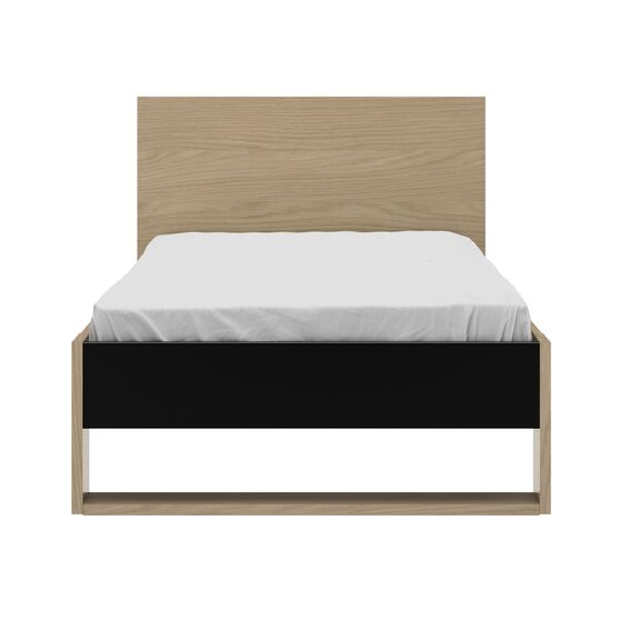 Nael Κρεβάτι Μονό 100x195x80εκ. (  για Στρώμα 90x200εκ. ) Rookwood oak / Μαύρο