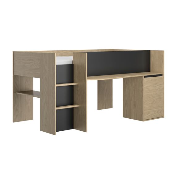 Nael Κρεβάτι Πολυμορφικό 205x133x107εκ. Rookwood oak / Μαύρο