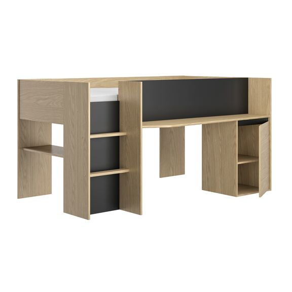Nael Κρεβάτι Πολυμορφικό 205x133x107εκ. Rookwood oak / Μαύρο