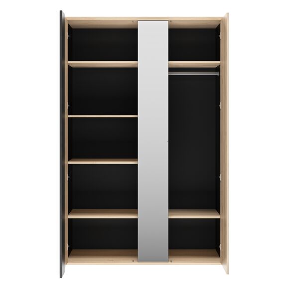 Duplex Ντουλάπα με 2 Πόρτες και Καθρέφτη 130x61x200εκ. Black/natural Chestnut