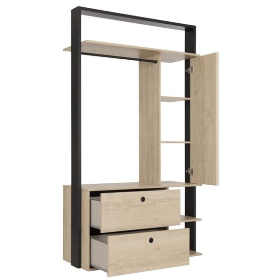 Duplex Ανοιχτή Ντουλάπα 115x45x200εκ. Black/natural Chestnut