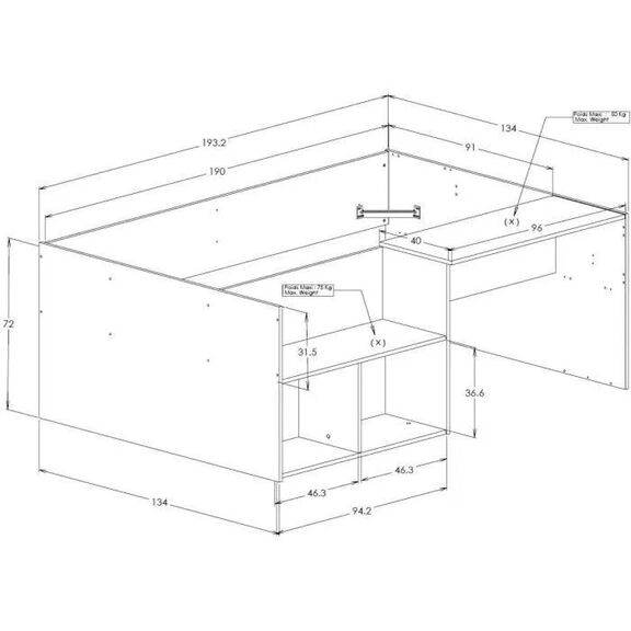 Oscar Κρεβάτι Πολυμορφικό Μονό 134x194x72εκ. ( για Στρώμα 90x190εκ. )  Natural oak / Λευκό