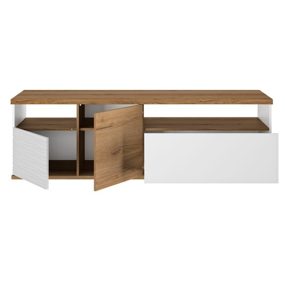 Otello Έπιπλο Τηλεόρασης 182x47x57εκ. Helvezia oak / Λευκό