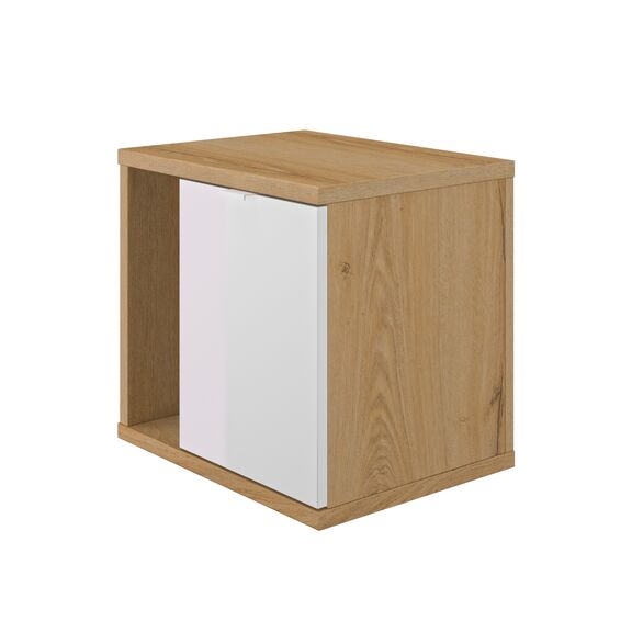 Otello Κομοδίνο με μία Πόρτα 45x35x42εκ. Helvezia oak / Λευκό