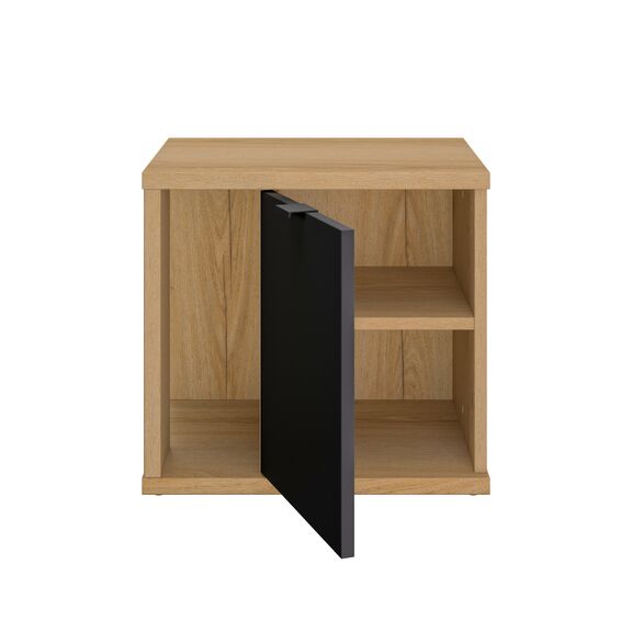 Otello Κομοδίνο με μία Πόρτα 45x35x42εκ. Helvezia oak / Μαύρο