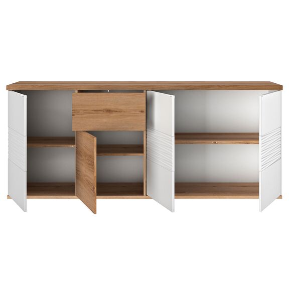 Otello Μπουφές με 4 Πόρτες και 1 Συρτάρι 208x47x87εκ. Helvezia oak / Λευκό