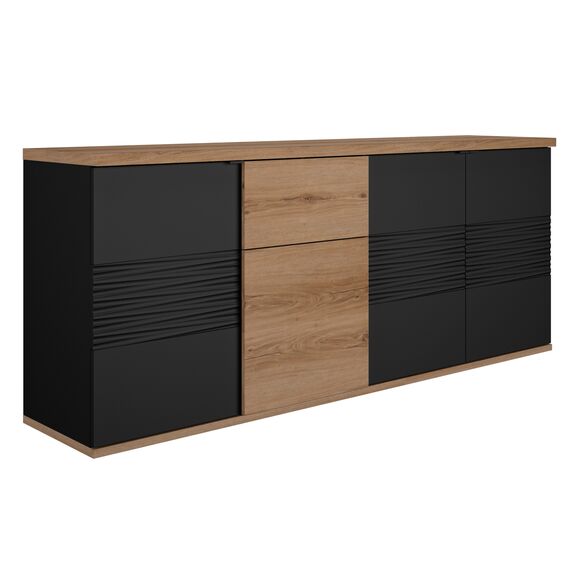 Otello Μπουφές με 4 Πόρτες και 1 Συρτάρι 208x47x87εκ. Helvezia oak / Μαύρο