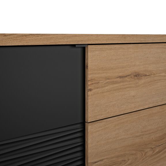 Otello Μπουφές με 4 Πόρτες και 1 Συρτάρι 208x47x87εκ. Helvezia oak / Μαύρο