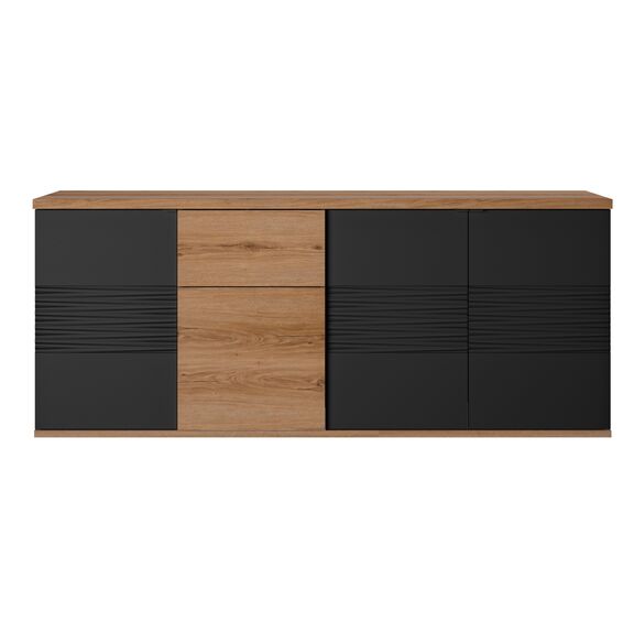 Otello Μπουφές με 4 Πόρτες και 1 Συρτάρι 208x47x87εκ. Helvezia oak / Μαύρο